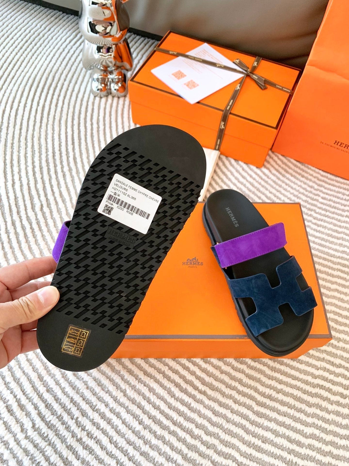 HM Chypre Sandal Blue Black Mix Purple Suede 963533