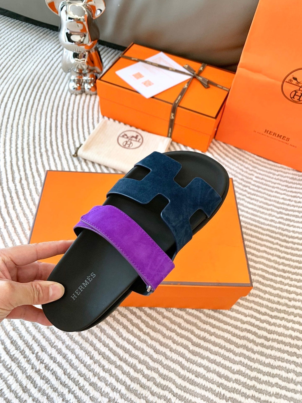 HM Chypre Sandal Blue Black Mix Purple Suede 963533