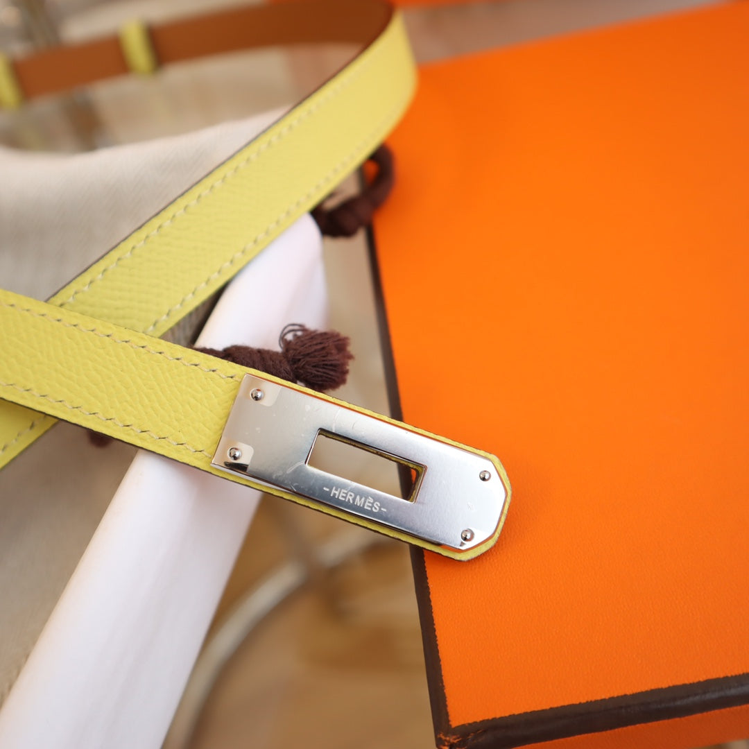hm kelly belt 18mm yellow epsom leather