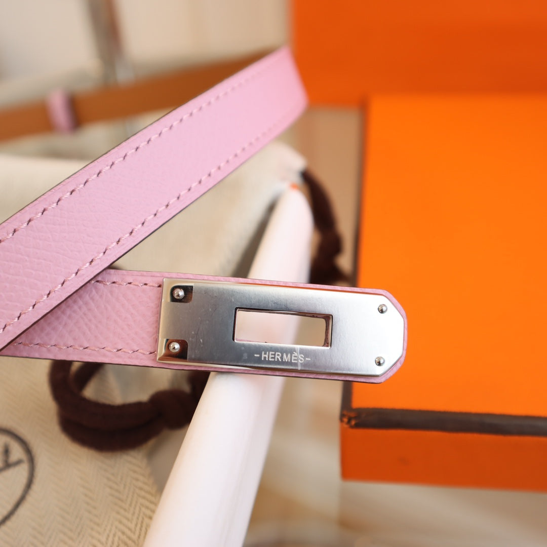 hm kelly belt 18mm pink epsom leather