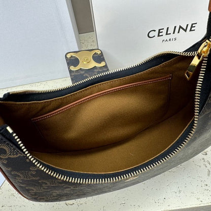 Celine Medium Ava Triomphe Shoulder Bag Brown Black Smooth Calfskin
