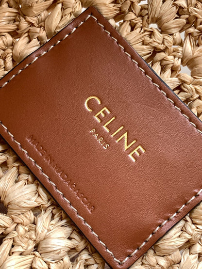 celin classic panier 33cm hobo bag raffia and brown calfskin