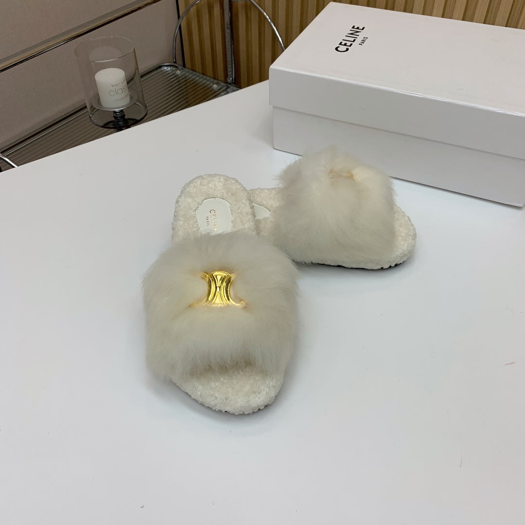 Celine 26s Sandals In White Wool