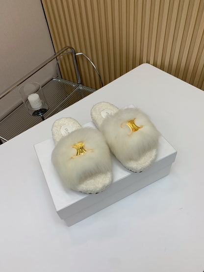Celine 26s Sandals In White Wool