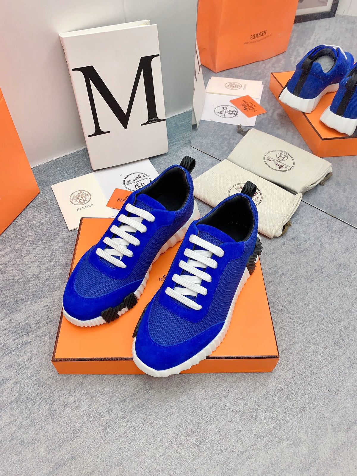 HM Bouncing Sneaker In Blue Mesh Fabric 106457