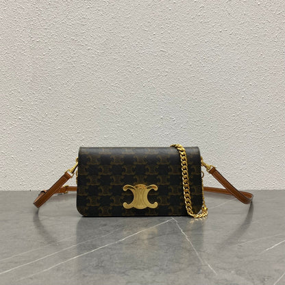 Celine Multipochette Triomphe Black Brown Canvas & Calfskin