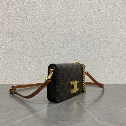 Celine Multipochette Triomphe Black Brown Canvas & Calfskin