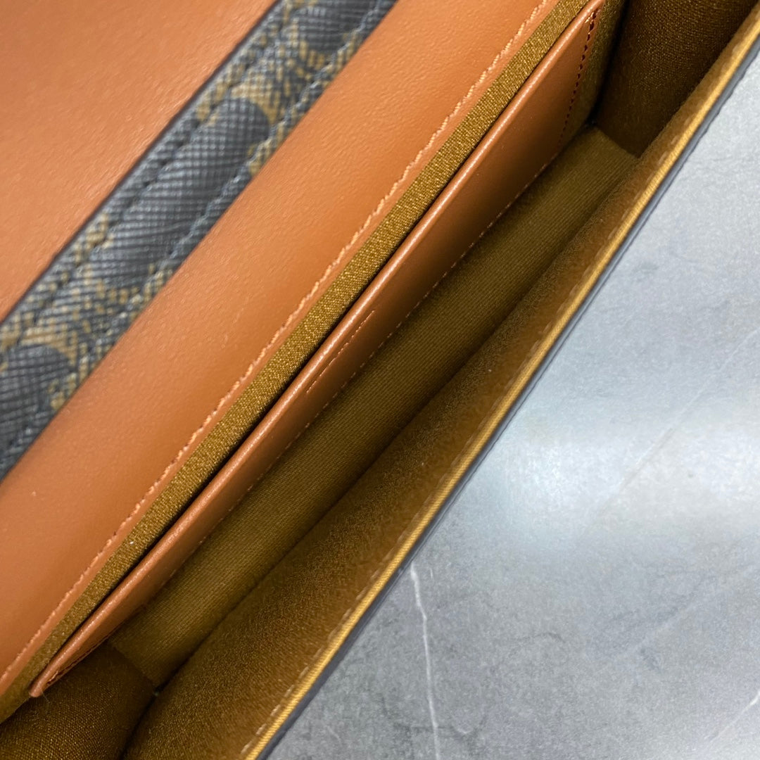 Celine Multipochette Triomphe Black Brown Canvas & Calfskin