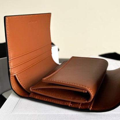TRIOMPHE 10 CALFSKIN WALLET BLACK BROWN
