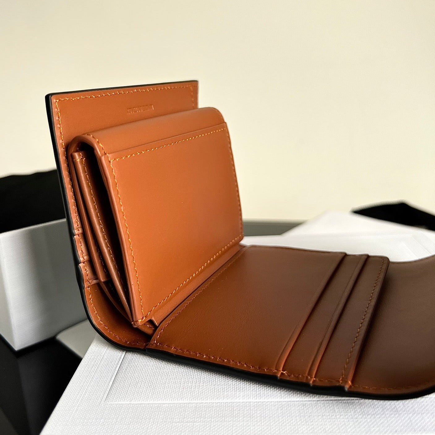 TRIOMPHE 10 CALFSKIN WALLET BLACK BROWN