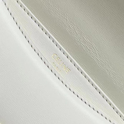 Celine Chain Besace Clea Bag Triomphe White Calfskin GHW