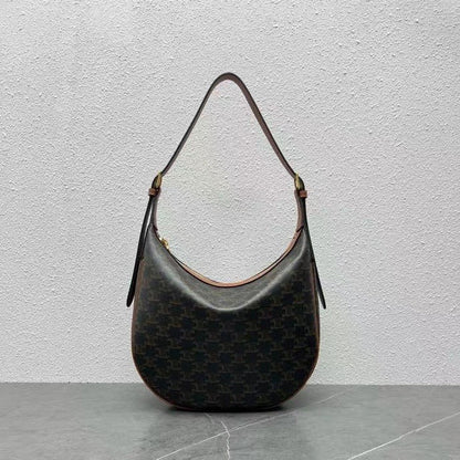 Celine Héloïse Bag Triomphe Black Brown Canvas & Calfskin