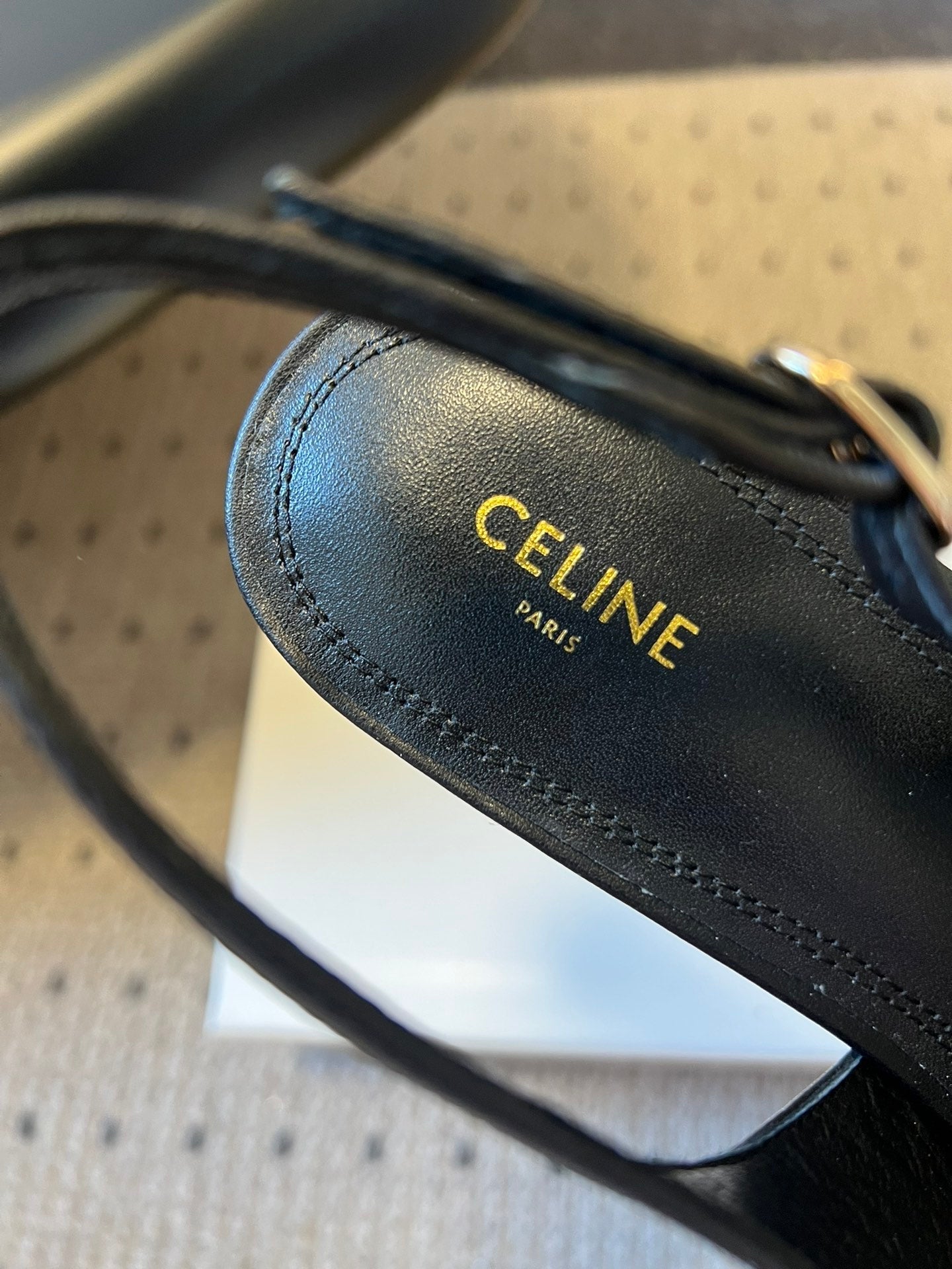 Celine Signature Slingback 5cm Black Lambskin 619637