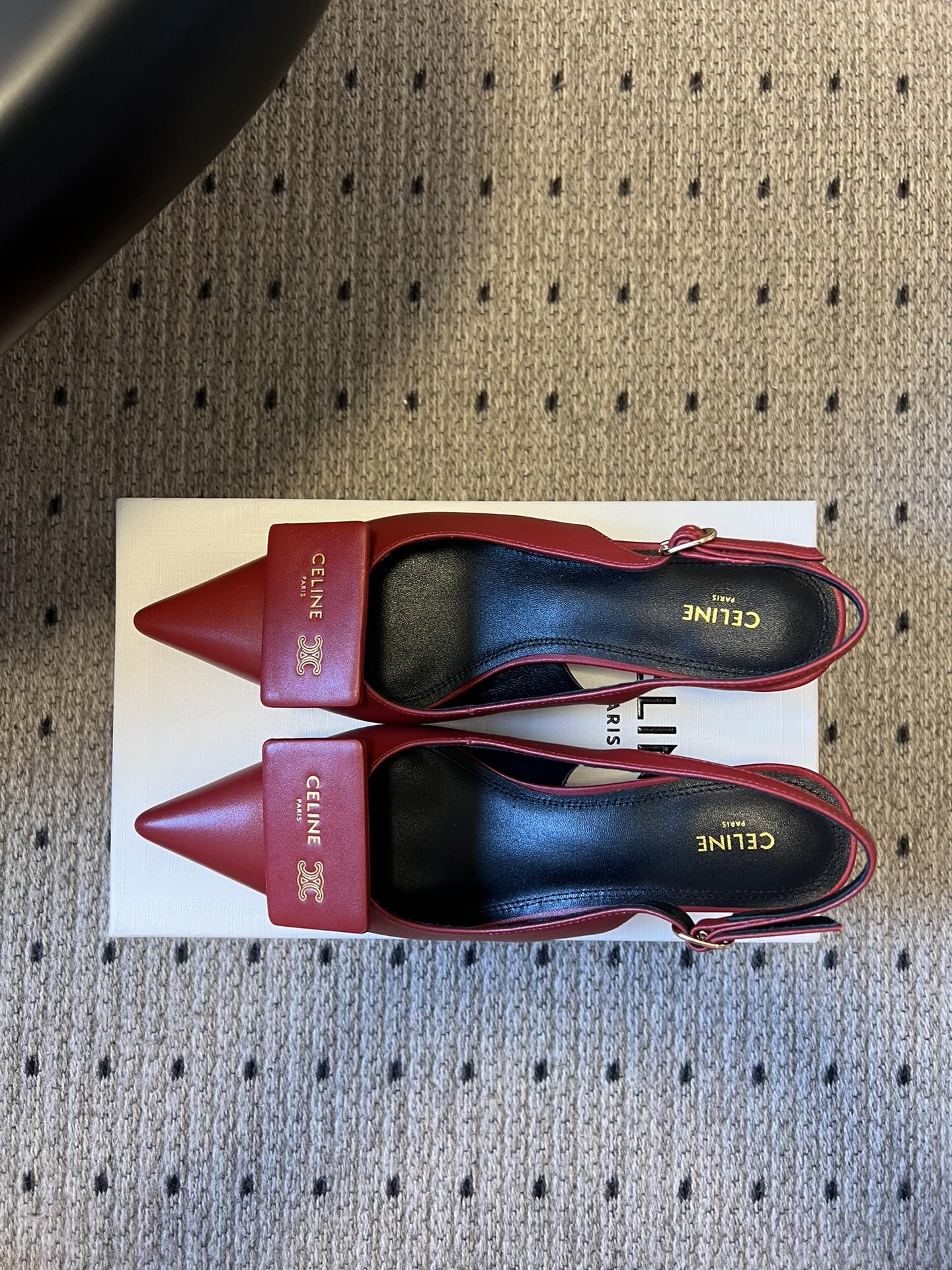 Celine Signature Slingback 5cm Red Lambskin 619635
