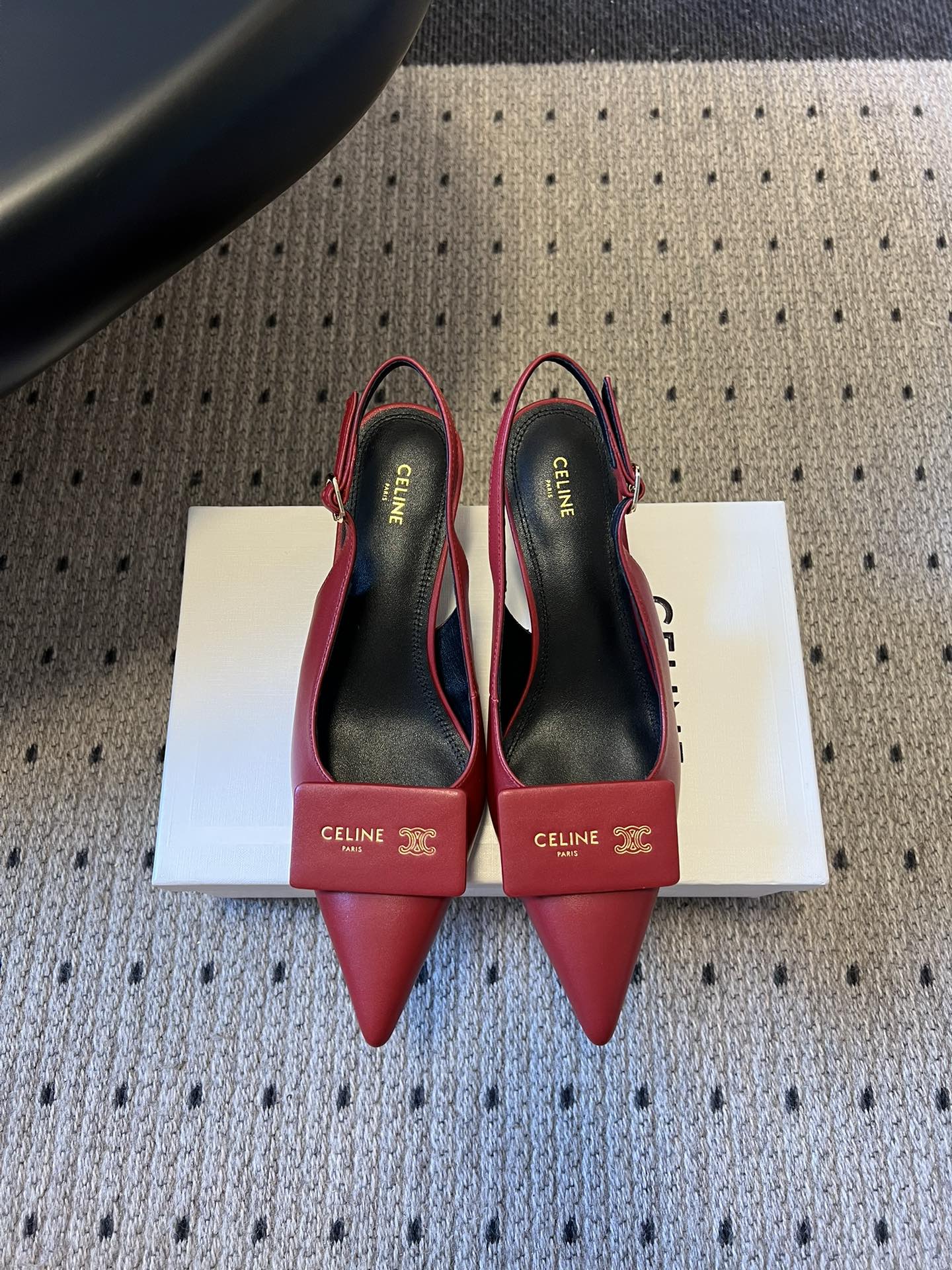 Celine Signature Slingback 5cm Red Lambskin 619635