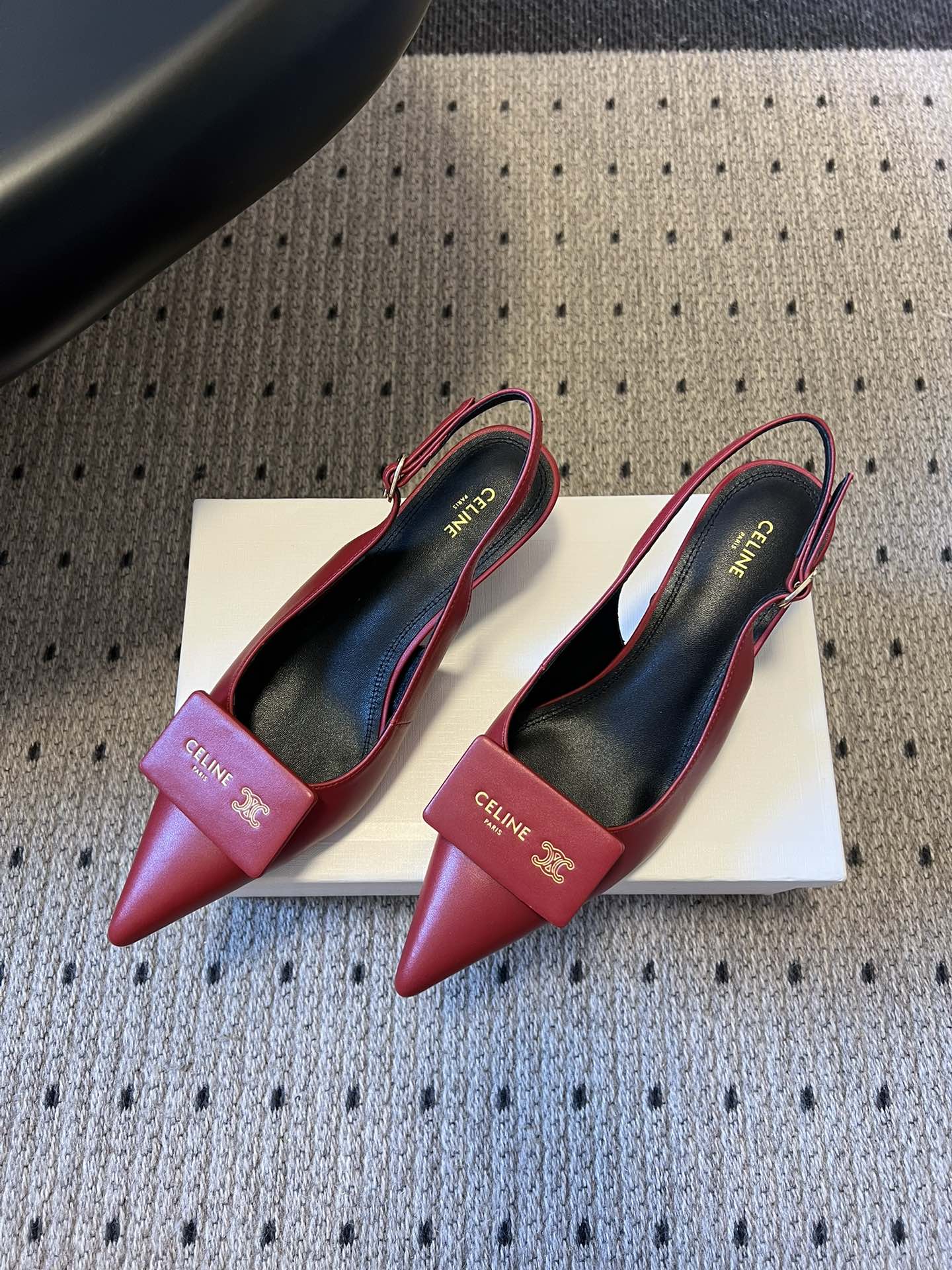 Celine Signature Slingback 5cm Red Lambskin 619635