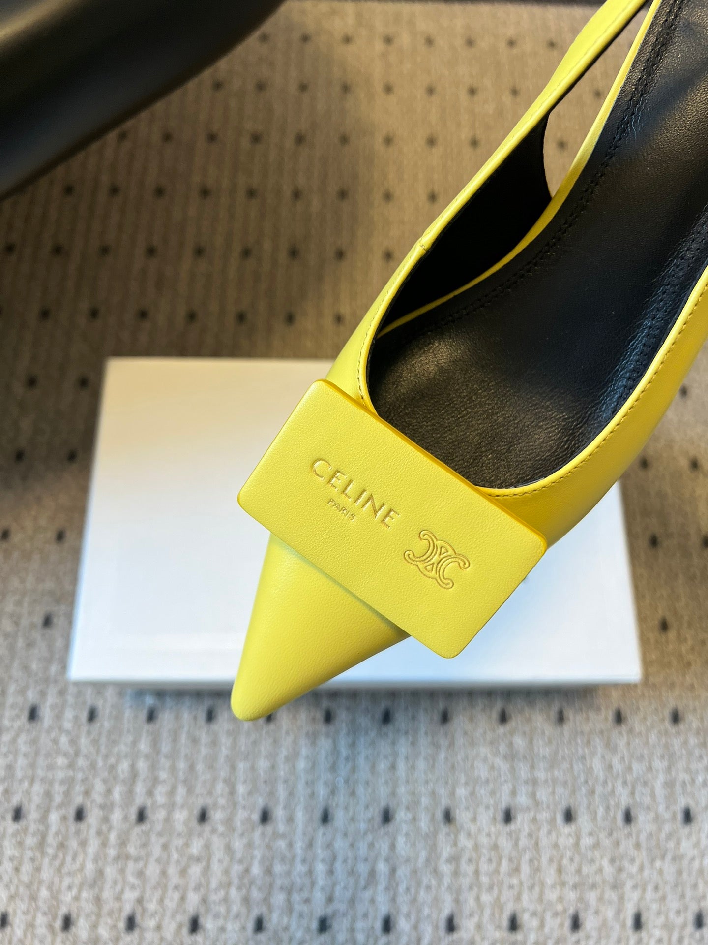 Celine Signature Slingback 5cm Yellow Lambskin 619639
