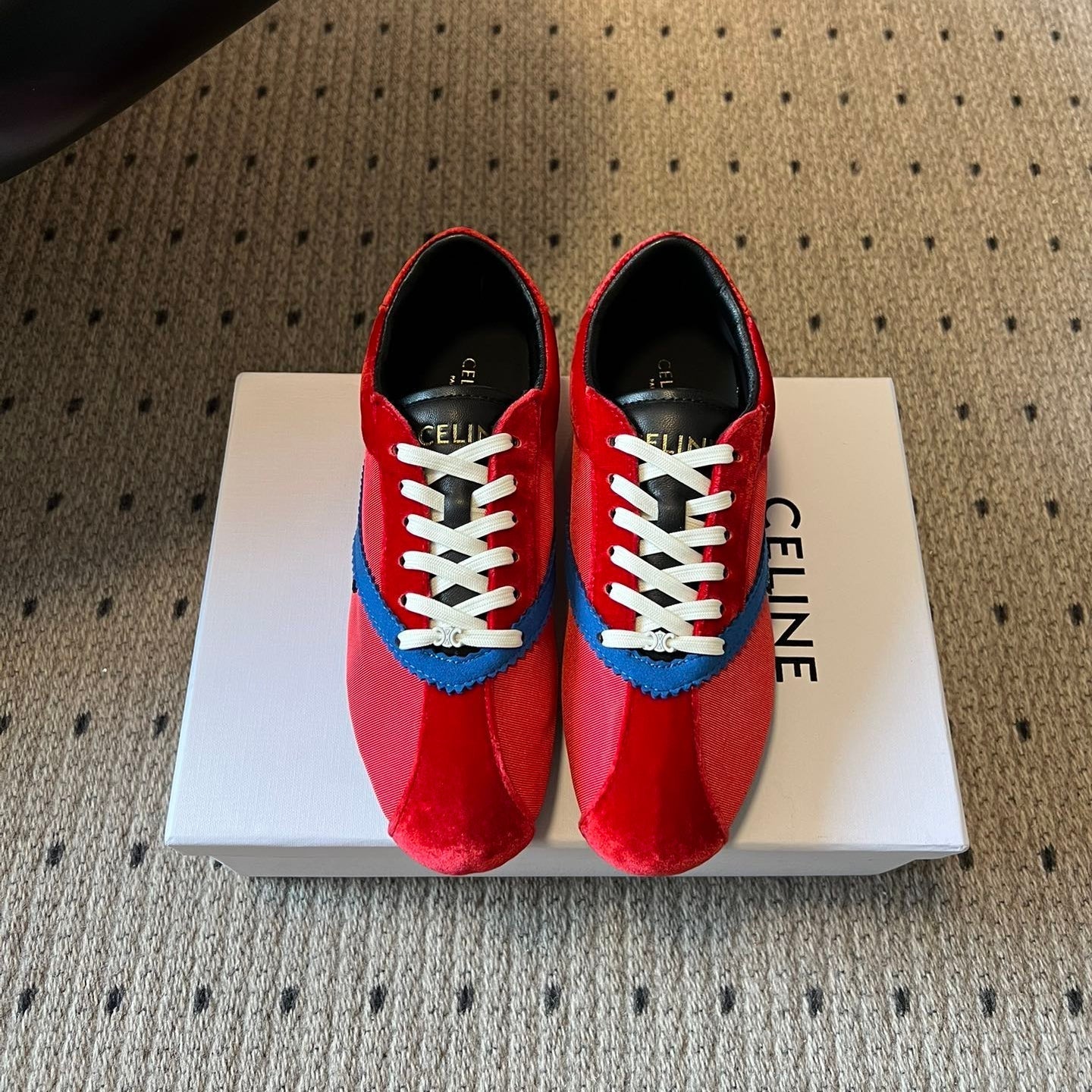 Celine 26s Sneakers In Red Velvet