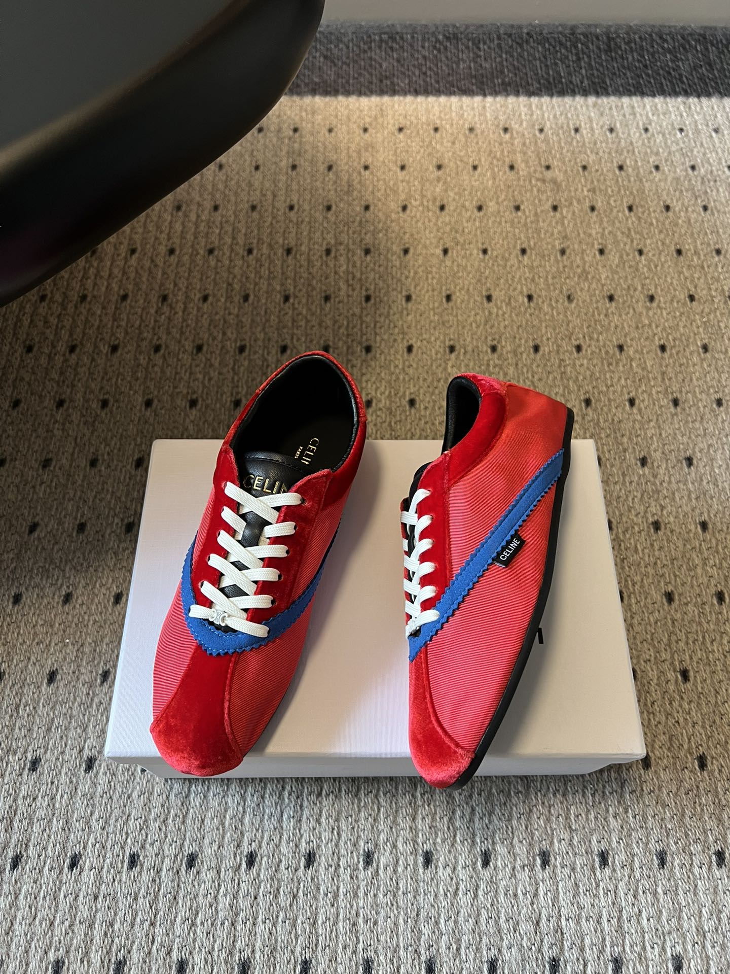 Celine 26s Sneakers In Red Velvet