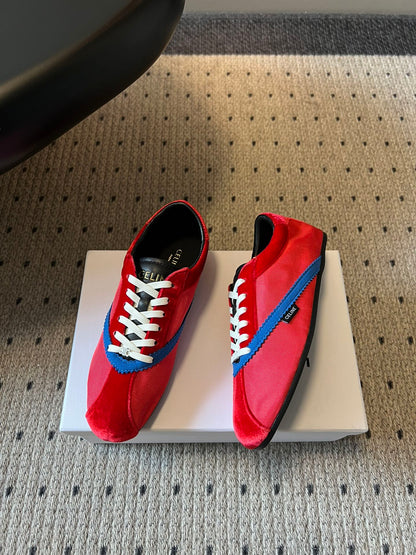 Celine 26s Sneakers In Red Velvet