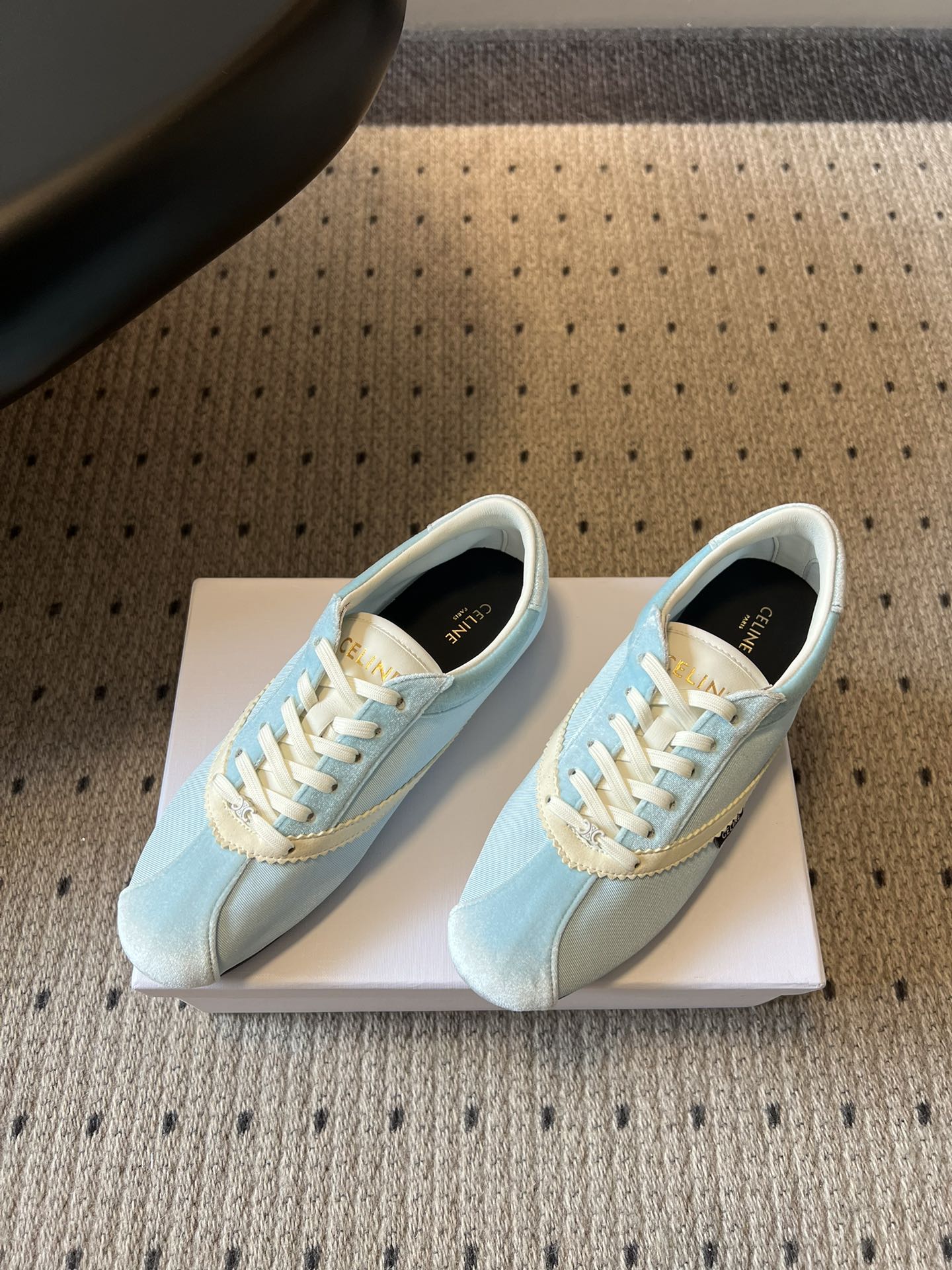 Celine 26s Sneakers In Pastel Blue Velvet