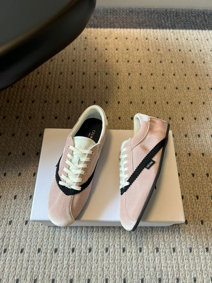 Celine 26s Sneakers In Light Pink Velvet