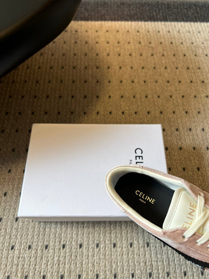 Celine 26s Sneakers In Light Pink Velvet