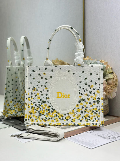 Dior 2026 Book Tote Bag With Buttercup Dior Embroidery Canvas