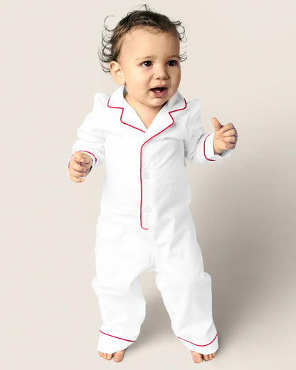 White Red Piping Baby Romper