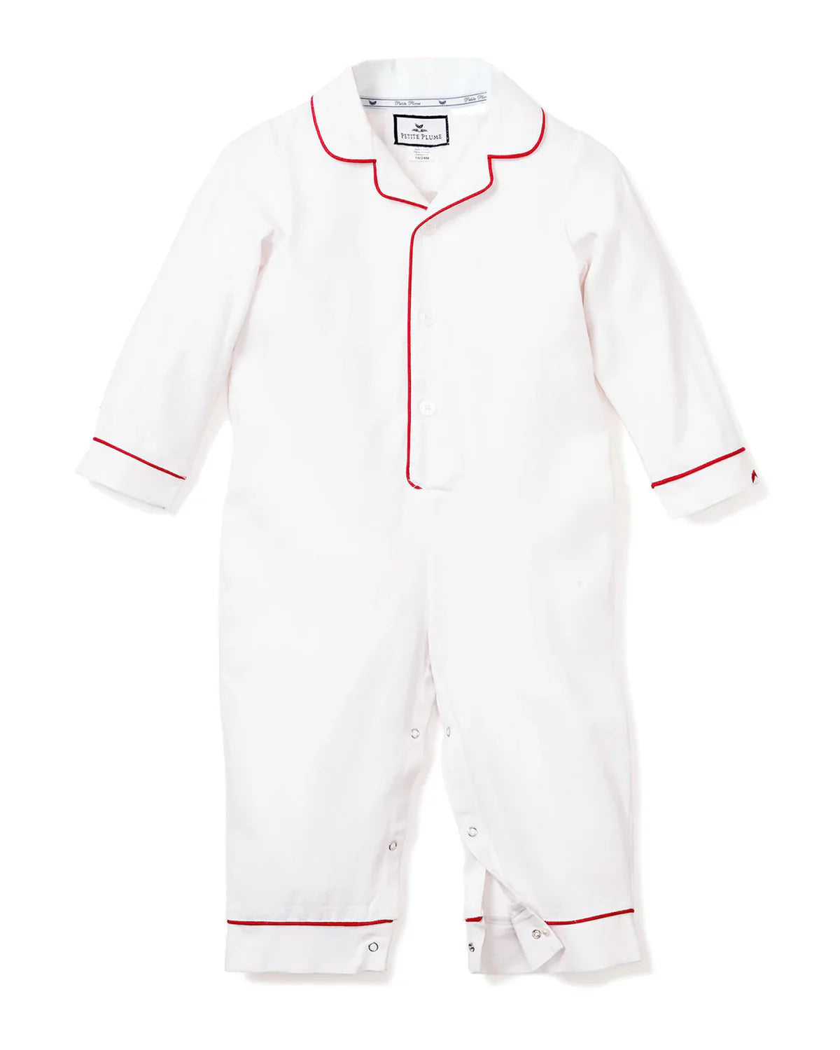 White Red Piping Baby Romper