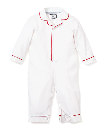 White Red Piping Baby Romper