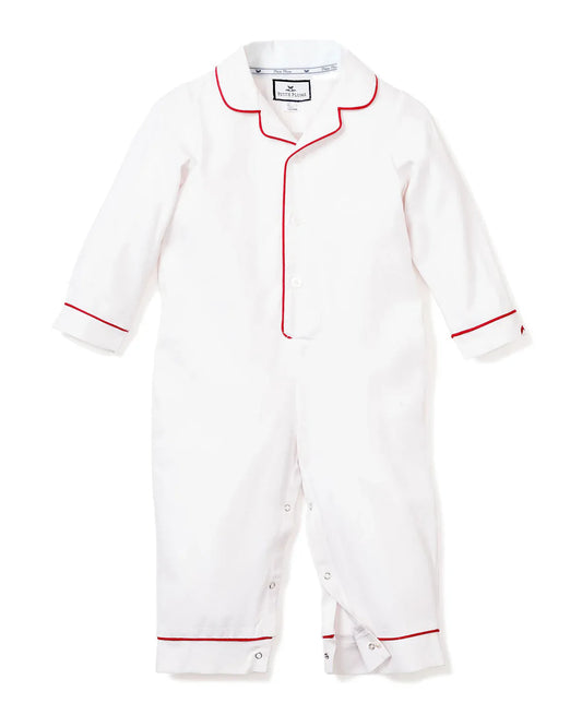 White Red Piping Baby Romper