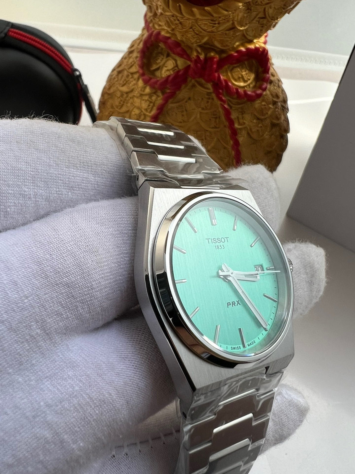 tisso prx 40mm quartz stainless steel tiffany blue dial
