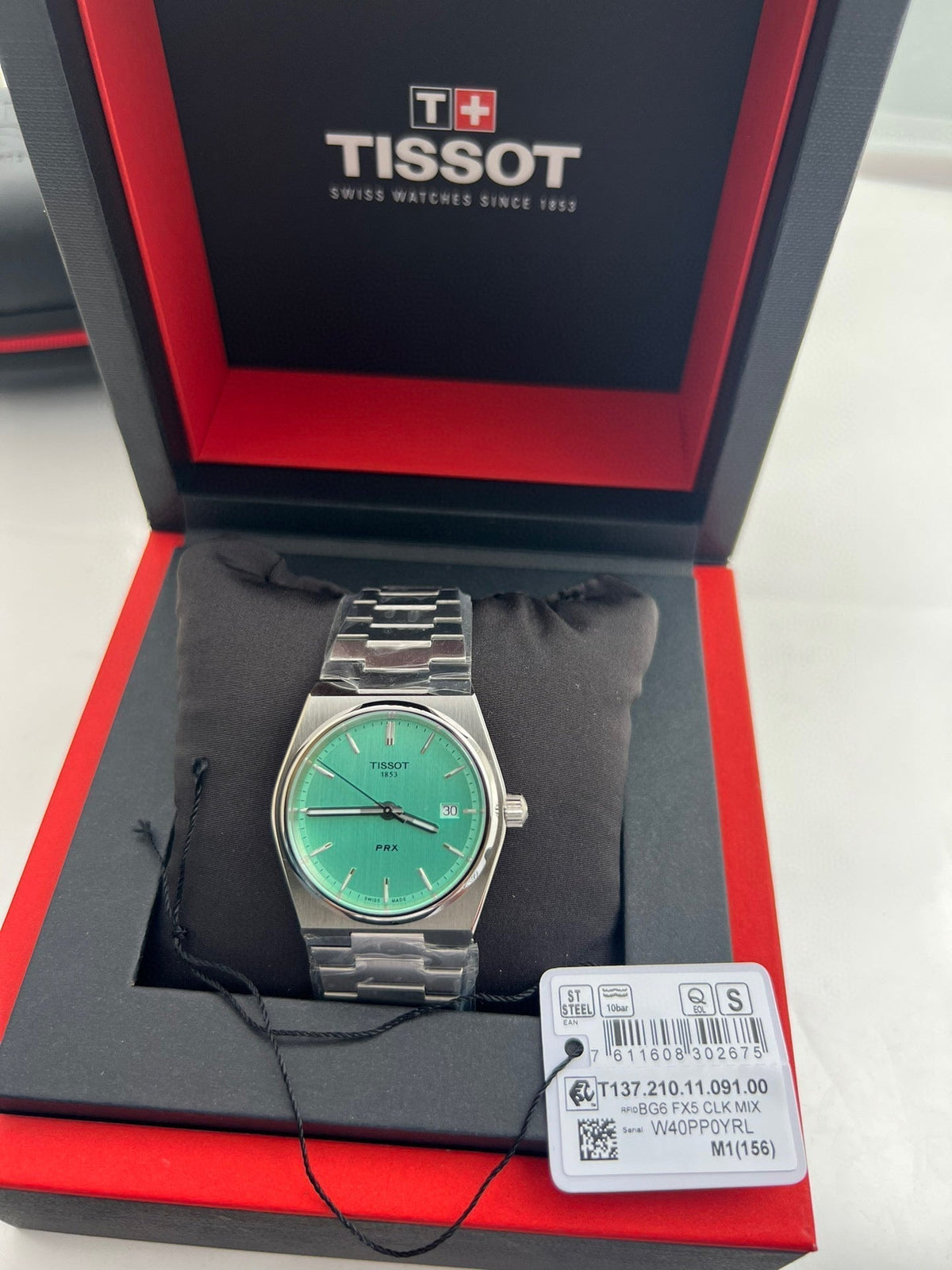 tisso prx 40mm quartz stainless steel tiffany blue dial