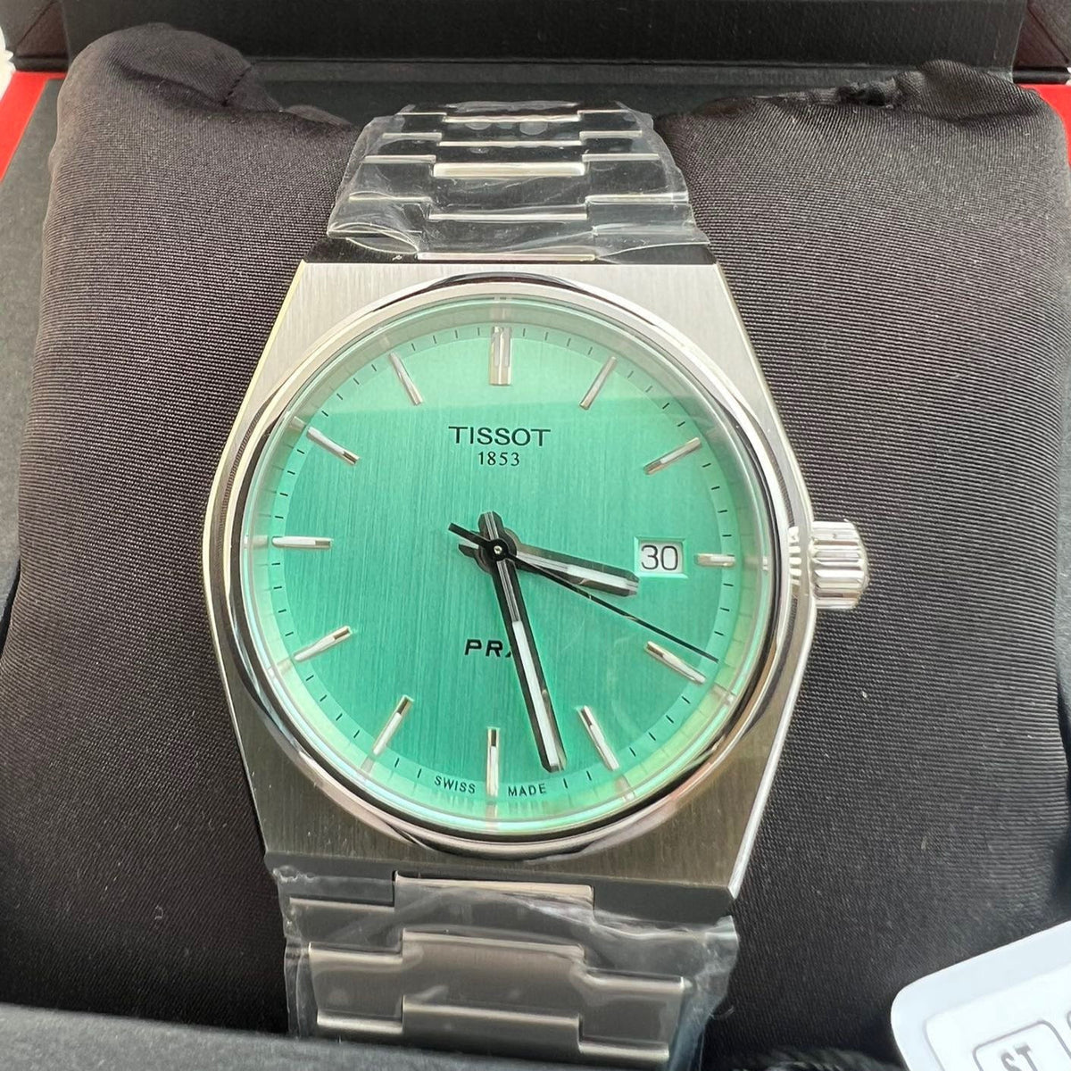 tisso prx 40mm quartz stainless steel tiffany blue dial