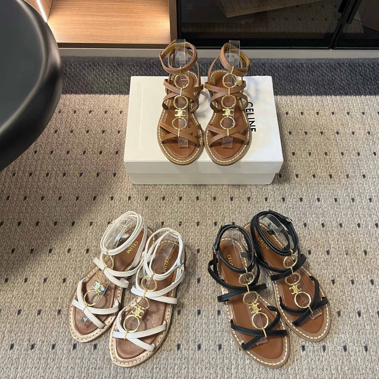 Celine 26ss Lympia Strappy Sandals Calfskin Leather