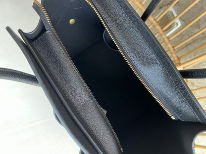 Celine Micro Luggage Tote Bag Black Grain Leather