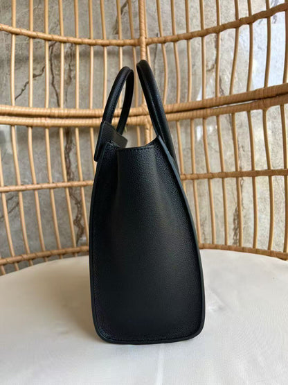 Celine Micro Luggage Tote Bag Black Grain Leather