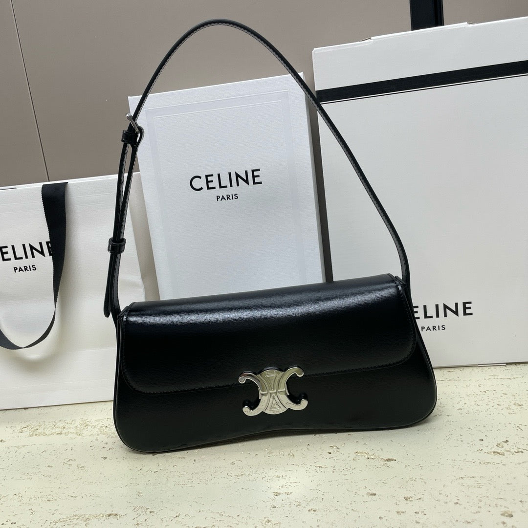 Celine LOLA 28cm Medium Black Glossy Calfskin