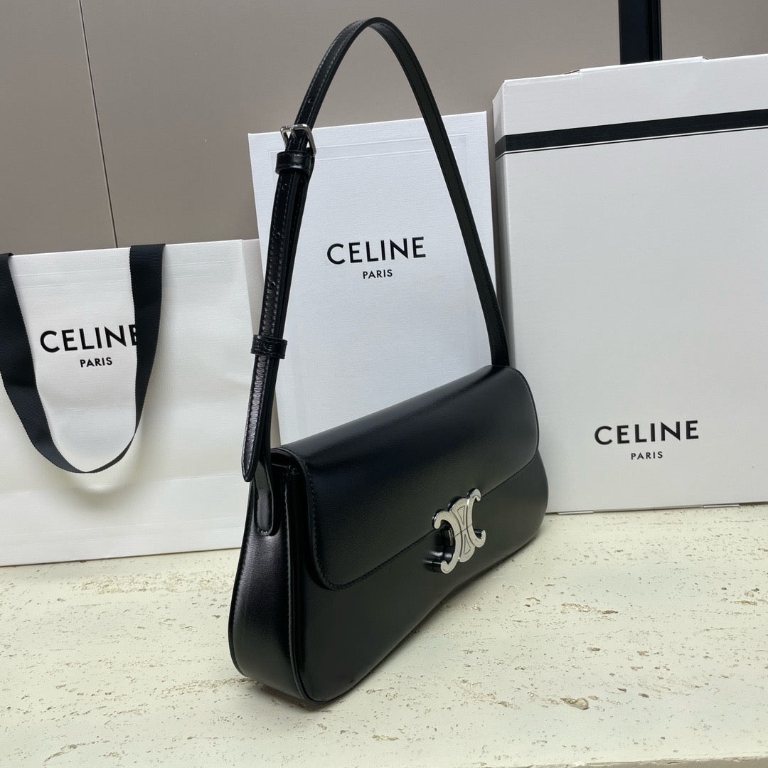 Celine LOLA 28cm Medium Black Glossy Calfskin