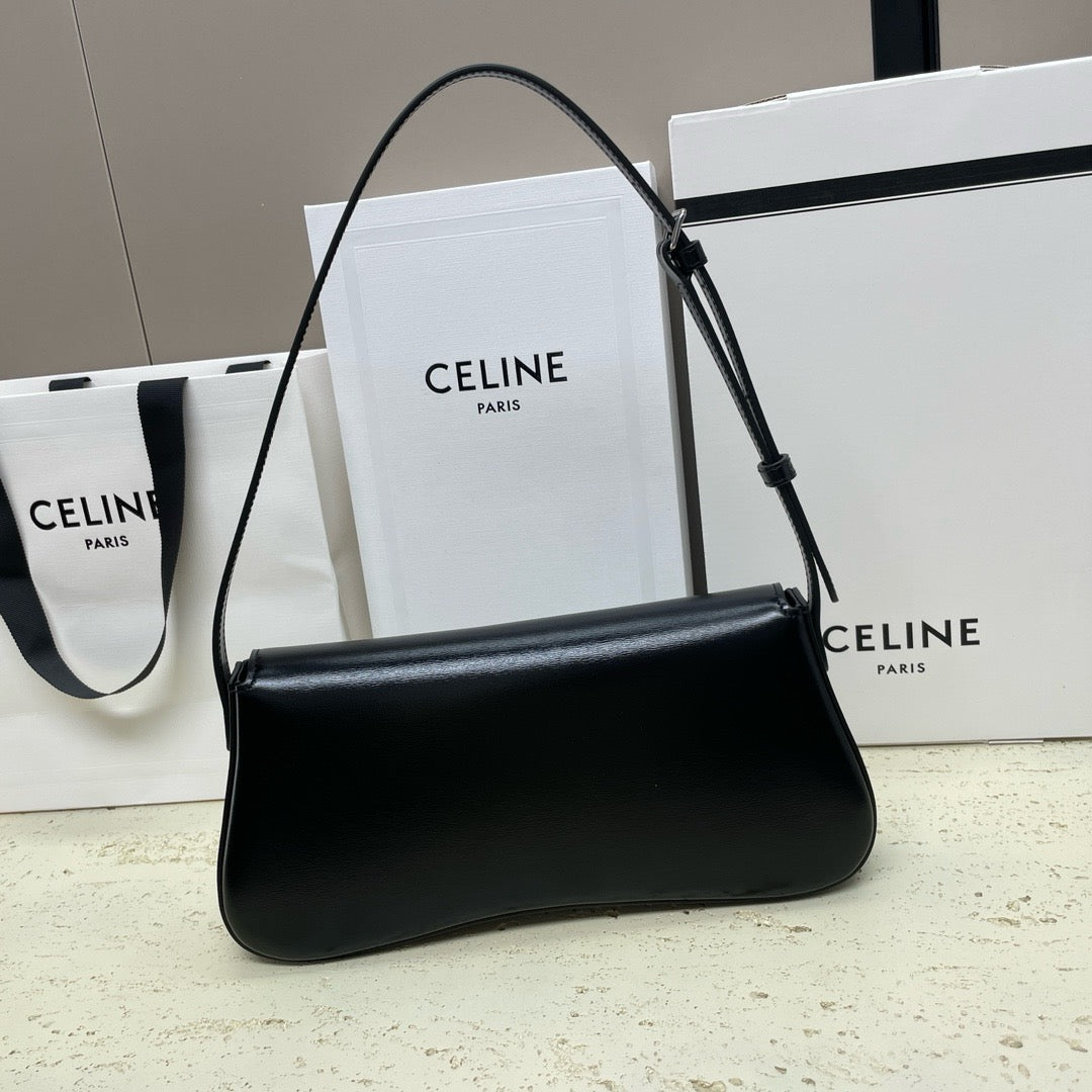 Celine LOLA 28cm Medium Black Glossy Calfskin