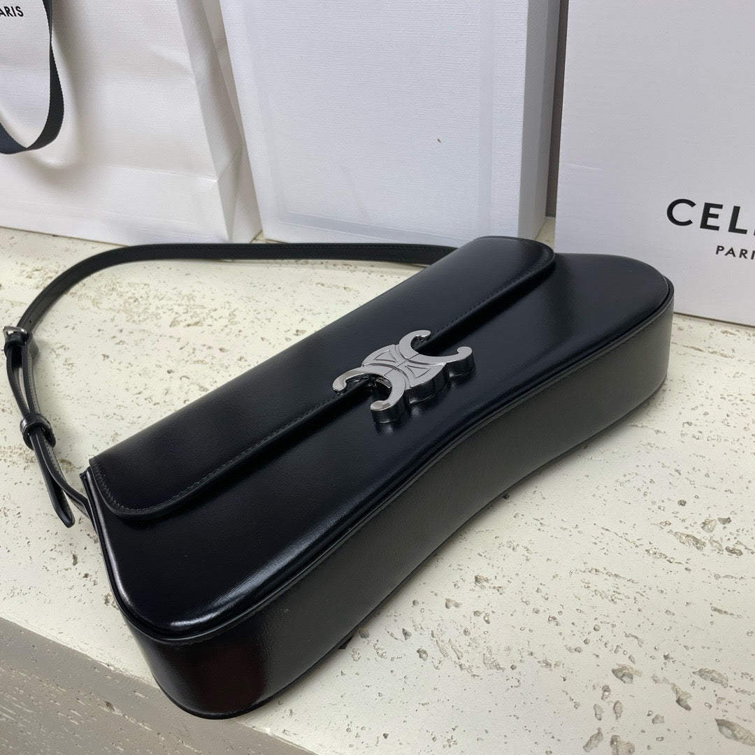 Celine LOLA 28cm Medium Black Glossy Calfskin