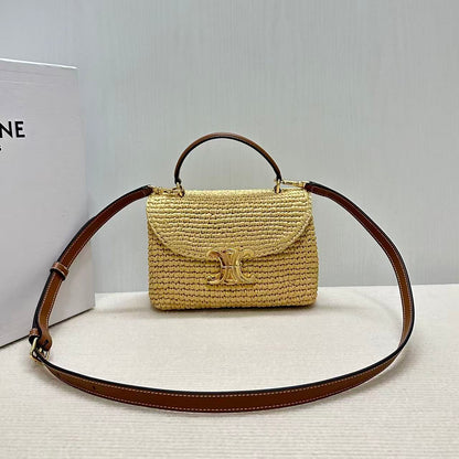 Celine Teen Nino Bag 20 Beige Brown Raffia Leather