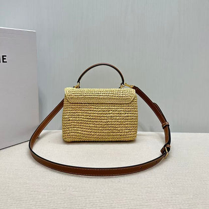 Celine Teen Nino Bag 20 Beige Brown Raffia Leather