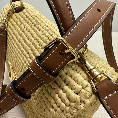 Celine Teen Nino Bag 20 Beige Brown Raffia Leather