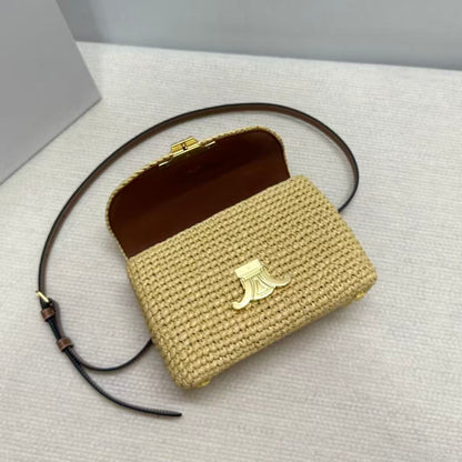 Celine Teen Nino Bag 20 Beige Brown Raffia Leather
