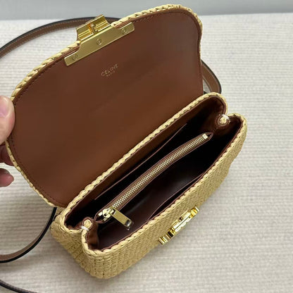 Celine Teen Nino Bag 20 Beige Brown Raffia Leather