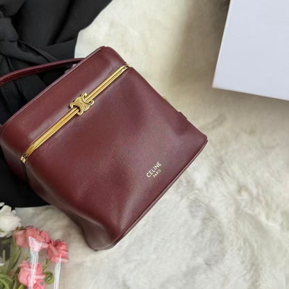 Celine Cube In Burgundy Supple Calfskin