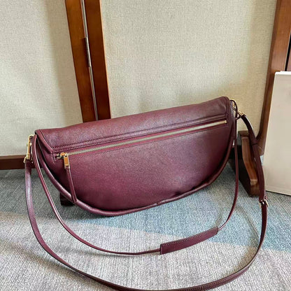 Celine Little Halfmoon Soft Triomphe Bag Burgundy Lambskin