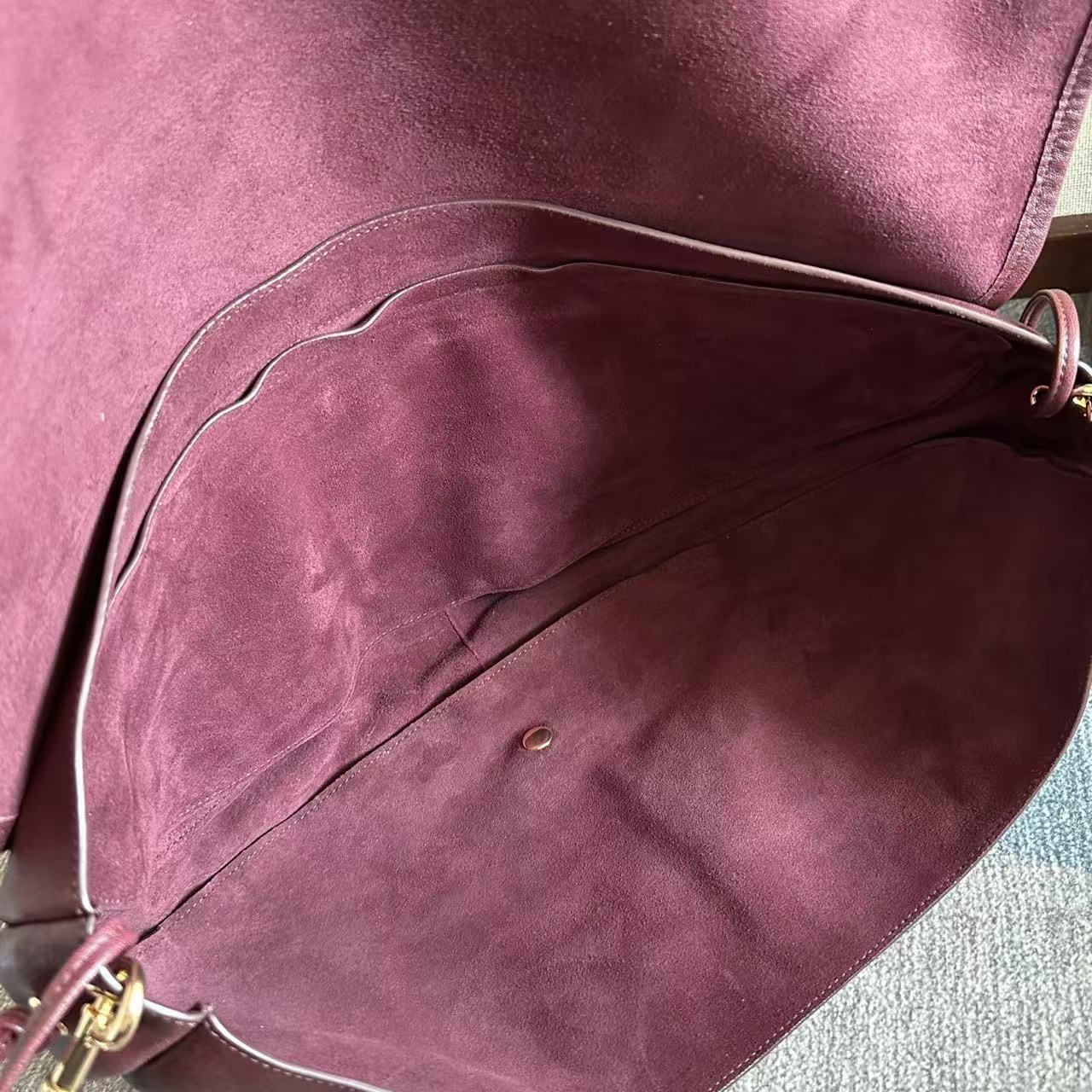 Celine Little Halfmoon Soft Triomphe Bag Burgundy Lambskin